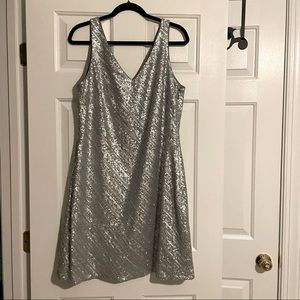 Banana Republic silver sequins v neck dress size 16